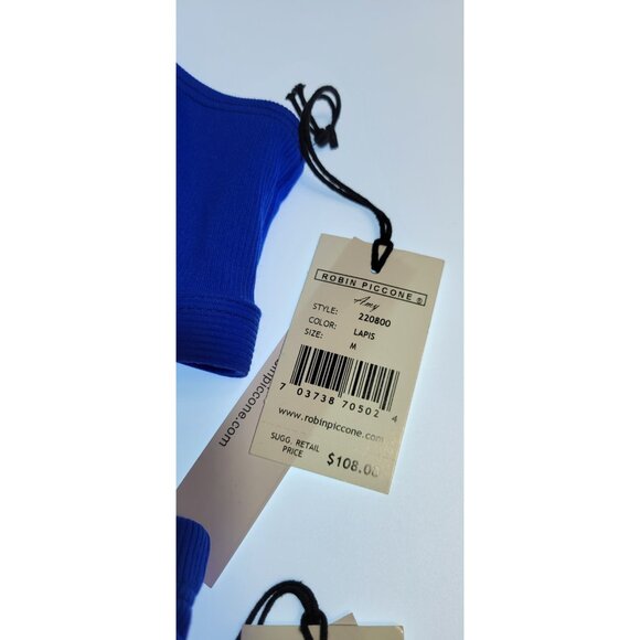 Robin Piccone Amy Ribbed Bikini Set Lapis Blue Size M New With Tags - Picture 3 of 8